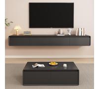 200cm Wall Mounted Floating TV Unit - Sl lack TV Cabinet for Modern Living Room, Space-Saving Design, Stylish Home Entertainment Storage Solution