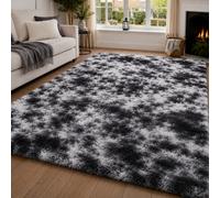 (200cm x 290cm (6ft 7" x 9ft 6")_EXTRA LARGE RUG, Grey Black Charcoal) Grey Shaggy Large Rugs Runner & Non Slip Bath Door Mats