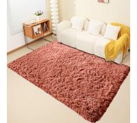 (200cm x 290cm OR 6ft 7" x 9ft 6"- Large Area Rug, Rust/ Orange- Area Rug) Large Fluffy Shaggy Rugs Non-Slip Living Room Rug