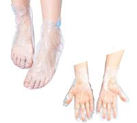 200Counts Paraffin Wax Bath Liners Hand and Foot Disposable Plastic Heated Mitt Liners Bath Treatments Bags with Sticker for Foot Pedicure Spa Wax Treatment Foot Covers Bags