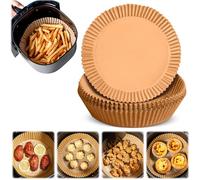 200er Pack Air Fryer Liners Disposable,9 Inch Square/Round Air Fryer Parchment Paper Liners for 5-8QT Air fryer,Non-Stick Waterproof Airfryer Paper Liner (round brown)