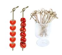 200er Pack Cocktail Picks, Toothpicks for Appetizers, Natural Bamboo Knot Skewers, Mini Food Sticks, Fancy Tooth Picks for Fruit,Charcuterie,Cocktail Garnish Accessories, Party Supplies (green, 12cm)