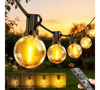 200FT/60M Connectable Outdoor String Lights - 24V Low Voltage G40 Festoon with 62 LED Bulbs, Mains Powered Dimmable Garden Lighting with Remote Timer, Waterproof for Patio, Pergola, Gazebo, Backyard