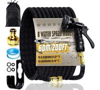 200FT Expandable Garden Hose Pipe,Flexible Expanding Magic Hose with 8 Pattern Spray Modes, Retractable Hose Pipe with 3/4" 1/2" Fittings for Gardening, Cleaning, Household