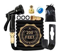 200FT Expandable Garden Hose Pipe Set, 8 Pattern Spray Nozzle, Flexible Expanding Magic Hose with 3/4'' 1/2'' Fittings for Outdoor,Garden,Home (Black)