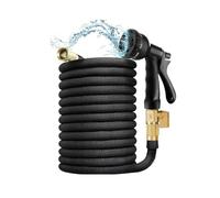 200FT Expandable Garden Hose Pipe with 8-Function Spray Nozzle and Brass Fittings - Heavy Duty Water Hose for Gardening, Car Washing and Pet Bathing