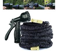 200FT Garden Hose Black Stronger Double Latex Inner Hose Pipe Tube Solid Brass Prevent Leaking Strongest Expandable Water Hose with Extra Strength Fabric and Professional