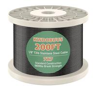 200FT T316 Black Stainless Steel Cable,1/8 Inch 7x7 Strand Construction 1800lb Breaking Strength Aircraft Cable for Deck Cable Railing, Indoor Outdoor DIY Stair Fence