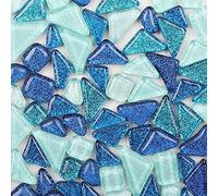 200g Assorted Colors Glass Mosaic Tiles Irregular Glitter Crystal Mosaic Stones Glass Pieces for Home Decoration or DIY Crafts(Blues)