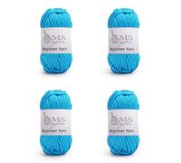 200g Beginner-Friendly Yarn for Crocheting and Knitting, 4 Pack 320 m Worsted-Weight Medium #4; Easy-to-See Stitches with No Splitting Soft & Thick Yarn for Amigurumi and DIY Projects- Blue