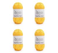 200g Beginner-Friendly Yarn for Crocheting and Knitting, 4 Pack 320 m Worsted-Weight Medium #4; Easy-to-See Stitches with No Splitting Soft & Thick Yarn for Amigurumi and DIY Projects- Lemon Yellow