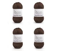 200g Beginner-Friendly Yarn for Crocheting and Knitting, 4 Pack 320 m Worsted-Weight Medium #4; Easy-to-See Stitches with No Splitting Soft & Thick Yarn for Amigurumi and DIY Projects- Coffee