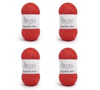 200g Beginner-Friendly Yarn for Crocheting and Knitting, 4 Pack 320 m Worsted-Weight Medium #4; Easy-to-See Stitches with No Splitting Soft & Thick Yarn for Amigurumi and DIY Projects- Red