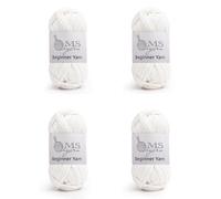 200g Beginner-Friendly Yarn for Crocheting and Knitting, 4 Pack 320m Worsted-Weight Medium #4; Easy-to-See Stitches with No Splitting Soft & Thick Yarn for Amigurumi and DIY Projects- White