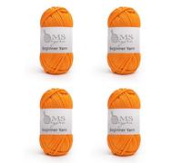 200g Beginner-Friendly Yarn for Crocheting and Knitting, 4 Pack 320m Worsted-Weight Medium #4; Easy-to-See Stitches with No Splitting Soft & Thick Yarn for Amigurumi and DIY Projects- Orange