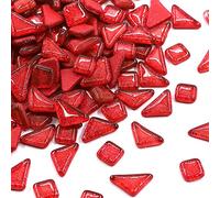 200g Glass Mosaic Tiles Glitter Crystal Square and Triangle Mosaic Stones Glass Pieces for Home Decoration or Crafts(Red)