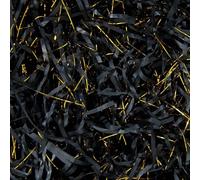 200g Hamper Stuffing Filler, Red Shredded Tissue Paper, Raffia DIY Hamper Filling Filler Glitter Paper Shreds Box Basket Filling Grass Craft Ribbon for Birthday Party Supplies (Black)