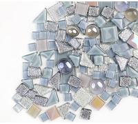 200g Irregular Crystal Mosaic Glass Tiles for Crafts, Mixed Color Small Mosaic Glass Pieces DIY Hobbies Children for Home Decoration (Grey)