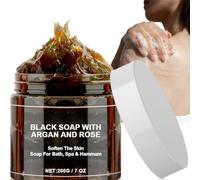 200g Moroccan Black Soap,African Black Soap,Moroccan B-lack S-oap,Exfoliating & Moisturizing,Deep Cleaning For Whole Body,Bath Cream Paste,Long Lasting Fragrance,Remove Rough Skin,Rich Foam