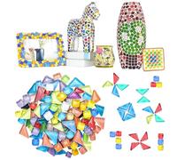 200g Mosaic Tiles, Irregular Mixed Color Crystal Mosaic Tiles,Small Transparent Glass Tiles,Random Colourful Glitter Glass Stone DIY Making Creative for Home Decoration