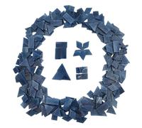 200g Stained Glass Mosaic Tiles, 230 Pieces Square Triangle Rhombus Rectangle Shape Glass Pieces for Mosaic Making Projects (Blue Grey)