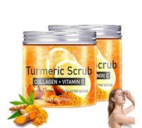 200g Turmeric Scrub, Turmeric Vitamin C Body Scrub, Face & Body Scrub for Dull, Brightening & Moisturizing Exfoliator with Collagen to Moisturize, Even Skin Tone & Deep Cleanse (2Pcs, 1)