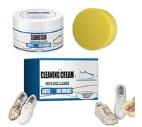 200g White Shoe Cleaning Cream,Shoe Cleaner,Multi-Functional Cleaning And Stain Removal Cream,White Sho-E Cleaner,Portable Cle-An Solution For Sho-Es Of Various Materials,Waterless,With Wiping Sponge