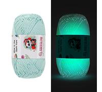 200g Yarn Glow in The Dark Novel Functional Polyester Luminous Chunky Yarn 2mm for Hand Knitting Carpet Sweater Hat Wool Yarn (Baby Blue)