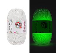 200g Yarn Glow in The Dark Novel Functional Polyester Luminous Chunky Yarn 2mm for Hand Knitting Carpet Sweater Hat Wool Yarn (White)