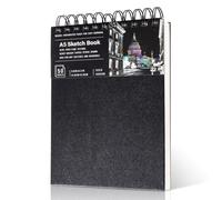 200gsm A5 Sketch Book, 50 Sheets Art Drawing Book, Hardcover Sketch Pad | Acid-Free Dual-Textured Paper, Spiral Bound Lays Flat Drawing Pad for Pencil, Ink, Charcoal, Crayon & Gift