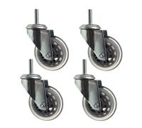 200kg Swivel Stem Caster Wheels with Brake - 3"/75mm Transparent Rubber Trolley Replacement Casters, M8/M10/M12, Set of 4 (No Brake x4, M8x30mm)