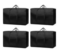 (200L) 4Pcs Large Storage Bags with Zips, Waterproof 600D Oxford Moving Bags, Clothes Storage Bag for Duvets, Laundry, House Garden, Underbed Storage