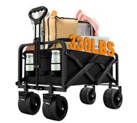 200L Festival Trolley, Camping Trolley with Wider Wheels and Adjustable Handle Load Up 150KG, Foldable Wagon for Outdoor Camping Beach Garden Picnic Shopping Fishing