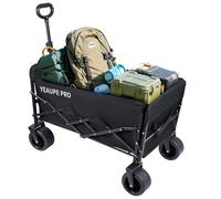200L Festival Trolley on Wheels, Folding Wagon, Portable Camping Cart, Camping Trolley Foldable for Beach Outdoor Garden Shopping Fishing, Ultra Wide Wheels, Adjustable Handle, Upgrade Black