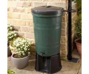 200L Garden Water Butt Rainwater Harvesting System with Stand, Tap, Lid and Diverter - Recycled Plastic Water Storage - Eco Friendly Rain Collector- Includes a free 500ml Water Butt Treatment