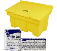 200L Grit Bins with Rock Salt Bags Heavy Duty Stackable Lockable Outdoor Cabinet Storage Box