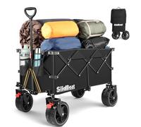 200L Heavy Duty Trolley with Big Universal Wheels, Handle Triangle Structure, Beach Camping Festival Trolley Cart, Rebound Handle Garden Foldable Pull Along Wagon