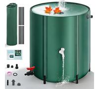 200L Rainwater Collapsible Collection System, Portable Water Butt with Stand & Tap, PVC Garden Water Storage Tank, Foldable Rain Barrel with Filter, Spigot & Overflow Kit, Space-Saving Water Catcher