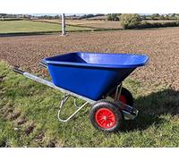 200L WHEELBARROW Stable Garden Twin Wheel Barrow Large 200 Litre Blue Big