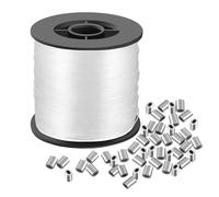 200M Clear Fishing Line, Invisible Nylon Fishing Wire, Clear String Fishing Line with 120 Pcs Crimping Sleeves, Fishing Wire for Hanging Crafts Picture Decoration Saltwater Freshwater Fishing Balloon