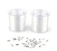 200m Clear Nylon Thread 0.8mm Strong Invisible String for Hanging Craft Decorations Transparent Sewing Thread for Jewelry Bracelet Making Sew Hobby Clear Beading Threads with 40 Loop Sleeves