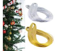 200M Gold Silver Twine String, Christmas Silver and Gold Thread for Crafting Hanging Ornaments, Glitter Bauble String for DIY, Wedding Gift Package, Presents Wrapping Decoration