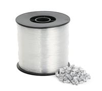 200m Strong Clear Invisible Hanging Wire,0.8mm Strong Nylon Cord String with 120 Aluminium Crimping Sleeve,Beading Thread,Fishing Line String for DIY Bracelet Necklace Jewelry Making