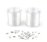 200M Strong Clear Nylon Wire 0.8mm Invisible Hanging Wire for Hanging Craft Christmas Decor Transparent String Thread Fishing Wires for Beading Jewelry Bracelet Making with 40 Loop Sleeves