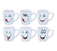(200ml - 6 Pack) 6Pcs Smiley Face Tea Coffee Mug Soup Cup Smile faces Birthday Present Gift Idea
