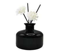 200ml Black Empty Refillable Glass Diffuser Bottle Round Aromatherapy Storage Jar Container Perfume Fragrance Accessories for DIY Replacement Sticks Crafts Decor