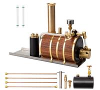 200ml Horizontal Steam Boiler Model Kit, with Safety Valve & Redwood Insulation, Power Source for 1.0-1.5M RC Ships & Double-Cylinder Steam Engines