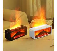 200ML Humidifier Fireplace Diffuse 7 Color Dynamic Flame Essential Oil Diffuser with Remote Control(Black)