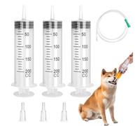 200ml No Needle Syringe, 3Pcs Plastic Liquid Measuring, Feeding With Tube Sealing Cap, Reusable Large Capacity, Individual Wrapped Disposable for Laboratory Industry