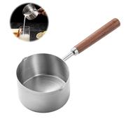 200ml Portable Stainless Steel Casserole, Small Milk Pot, Small Saucepan, Sauce Pan, Soup Pot with Wooden Handle, Kitchen Milk, Sauce, Coffee, Tea, Soup